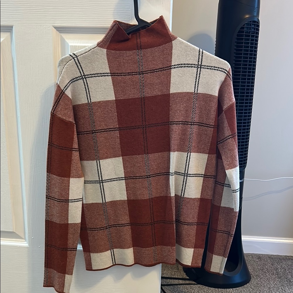 Rachel Zoe Brown and Cream Cowl Turtleneck Sweater